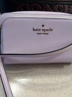 kate spade lavender crossbody bag with gold logo